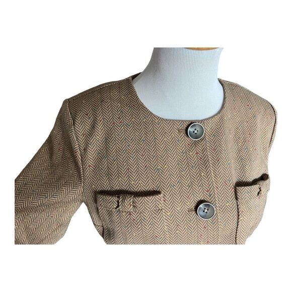 Womens CAbi Brown Dot Bow Pocket Herringbone Penny Blazer #3170 Jacket - Sz S - Picture 5 of 5